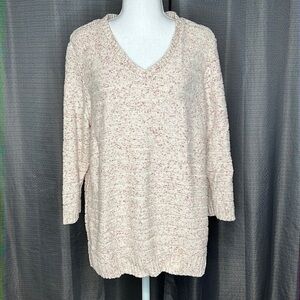 TOMMY HILFIGER XL PINK AND CREAM V NECK SWEATER